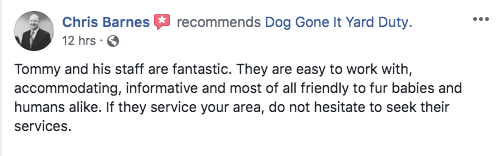 Barnes Dog Gone It Yard DUty Testimonial Barnes Dog Gone It Yard DUty Testimonial
